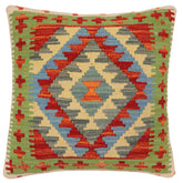 handmade Traditional Pillow Rust Blue Hand-Woven SQUARE 100% WOOL Hand woven turkish pillow2 x 2