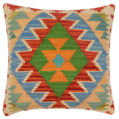 handmade Traditional Pillow Rust Blue Hand-Woven SQUARE 100% WOOL Hand woven turkish pillow 3 x 5