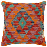 handmade Traditional Pillow Rust Blue Hand-Woven SQUARE 100% WOOL Hand woven turkish pillow2 x 2