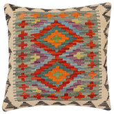 handmade Traditional Pillow Rust Blue Hand-Woven SQUARE 100% WOOL Hand woven turkish pillow2 x 2