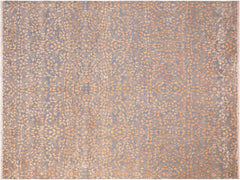 handmade Modern Ellie Blue Beige Hand Knotted RECTANGLE WOOL&SILK area rug 8x10