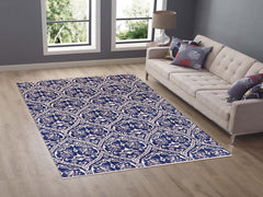 handmade Modern Nabila Blue Ivory Hand Knotted RECTANGLE WOOL&SILK area rug 6x9