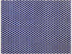 handmade Modern Modern Blue Ivory Hand Knotted RECTANGLE WOOL&SILK area rug 6x9