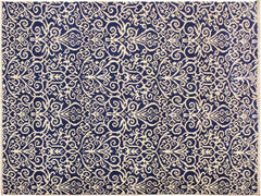 handmade Modern Cryena Blue Ivory Hand Knotted RECTANGLE 100% WOOL area rug 5x7