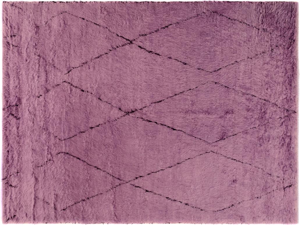 handmade Modern Moroccan Purple Black Hand Knotted RECTANGLE 100% WOOL area rug 8x11
