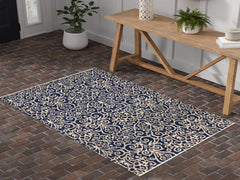 handmade Modern Cryena Blue Ivory Hand Knotted RECTANGLE 100% WOOL area rug 4x6