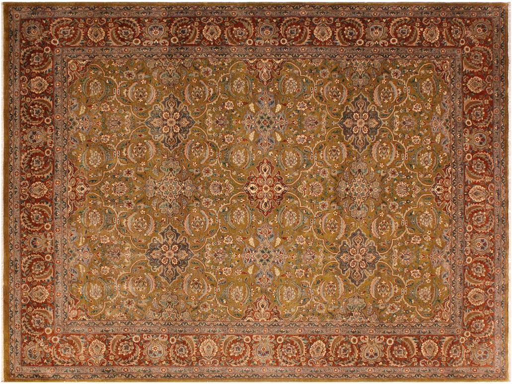 handmade Traditional Gold Rust Hand Knotted RECTANGLE 100% WOOL area rug 8x10