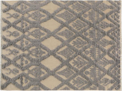 handmade Modern Moroccan Hi Ivory Blue Hand Knotted RECTANGLE 100% WOOL area rug 6x8