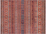 Bohemian Khurgeen Olivia Red/Blue Wool Rug - 9'1'' x 11'6''