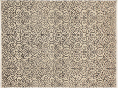 handmade Modern Cryena Ivory Gray Hand Knotted RECTANGLE WOOL&SILK area rug 5x7