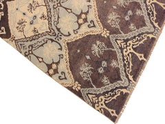 handmade Modern Nabila Brown Ivory Hand Knotted RECTANGLE WOOL&SILK area rug 4x6