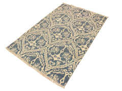 handmade Modern Nabila Blue Ivory Hand Knotted RECTANGLE WOOL&SILK area rug 4x6