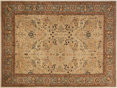 handmade Traditional Lt. Tan Lt. Green Hand Knotted RECTANGLE 100% WOOL area rug 8x10