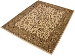 handmade Traditional Ivory Lt. Green Hand Knotted RECTANGLE 100% WOOL area rug 8x10