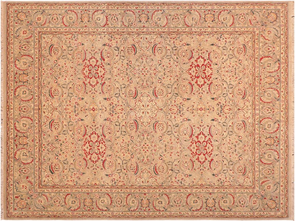 handmade Traditional Kashan Tan Gray Hand Knotted RECTANGLE 100% WOOL area rug 8x10