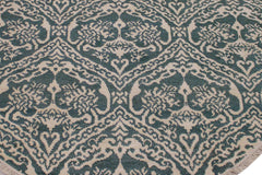 A10456, 6 1"x 6 1",Traditional ,6x6,Green,IVORY,Hand-knotted ,Pakistan ,Wool&silk ,Round ,652671191886