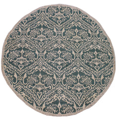 A10456, 6 1"x 6 1",Traditional ,6x6,Green,IVORY,Hand-knotted ,Pakistan ,Wool&silk ,Round ,652671191886