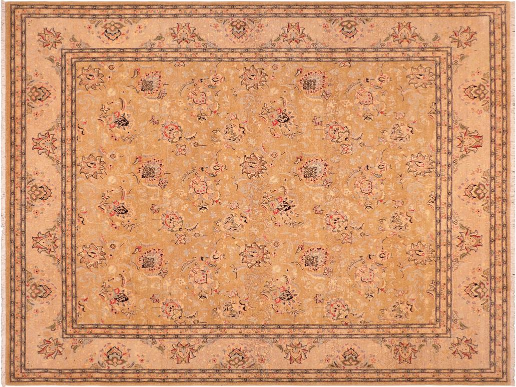 handmade Traditional Gold Gray Hand Knotted RECTANGLE 100% WOOL area rug 8x10