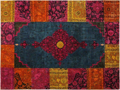 A10477, 8 1"x10 3",Over Dyed ,8x10,Green,MAGENTA,Hand-knotted ,Pakistan ,100% Wool ,Rectangle ,652671192050