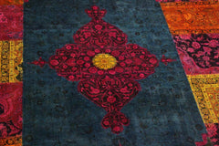 A10477, 8 1"x10 3",Over Dyed ,8x10,Green,MAGENTA,Hand-knotted ,Pakistan ,100% Wool ,Rectangle ,652671192050