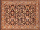 handmade Traditional Lahore Brown Gray Hand Knotted RECTANGLE 100% WOOL area rug 8x10