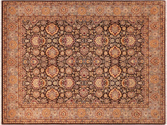 handmade Traditional Lahore Brown Gray Hand Knotted RECTANGLE 100% WOOL area rug 8x10