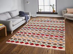 handmade Modern Moroccan Hi Beige Blue Hand Knotted RECTANGLE 100% WOOL area rug 6x9