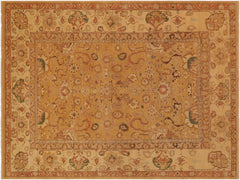 handmade Transitional Antique Gold Tan Hand Knotted RECTANGLE 100% WOOL area rug 9x12