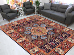 handmade Geometric Mamluk Blue Beige Hand Knotted RECTANGLE 100% WOOL area rug 9x12