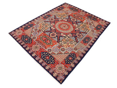 handmade Geometric Mamluk Blue Rust Hand Knotted RECTANGLE 100% WOOL area rug 9x12