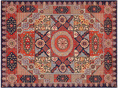 handmade Geometric Mamluk Blue Rust Hand Knotted RECTANGLE 100% WOOL area rug 9x12