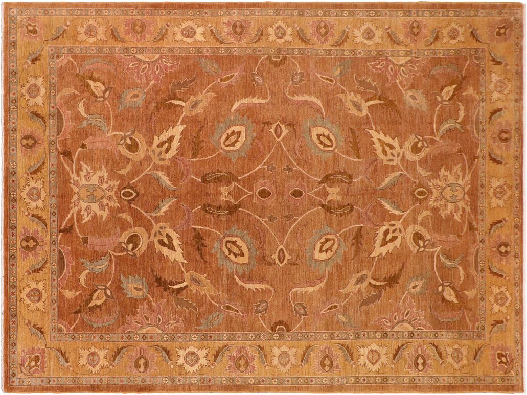 handmade Traditional Antique Brown Gold Hand Knotted RECTANGLE 100% WOOL area rug 10x14