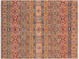 Southwestern Khurgeen Slattery Blue/Pink Wool Rug - 7'10'' x 10'1''