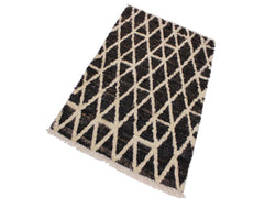 handmade Modern Moroccan Dark Brown Ivory Hand Knotted RECTANGLE 100% WOOL area rug 4x6