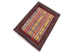 handmade Transitional Shawl Red Blue Hand Knotted RECTANGLE 100% WOOL area rug 2x3