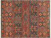 handmade Geometric Khorgeen Green Orange Hand Knotted RECTANGLE 100% WOOL area rug 4x6