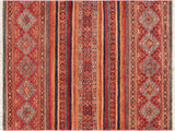 Bohemian Khurgeen Sue Red/Blue Wool Rug - 3'11'' x 5'9''