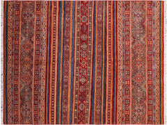 handmade Geometric Khorgeen Red Green Hand Knotted RECTANGLE 100% WOOL area rug 5x7