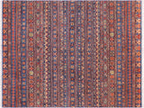 Bohemian Khurgeen Freda Blue/Beige Wool Rug - 4'9'' x 6'8''