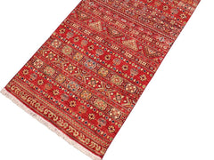 handmade Geometric Khurgeen Red Green Hand Knotted RUNNER 100% WOOL area rug 3x9