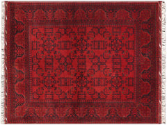 handmade Tribal Biljik Khal Mohammadi Drk. Red Drk. Blue Hand Knotted RECTANGLE 100% WOOL area rug 5x6