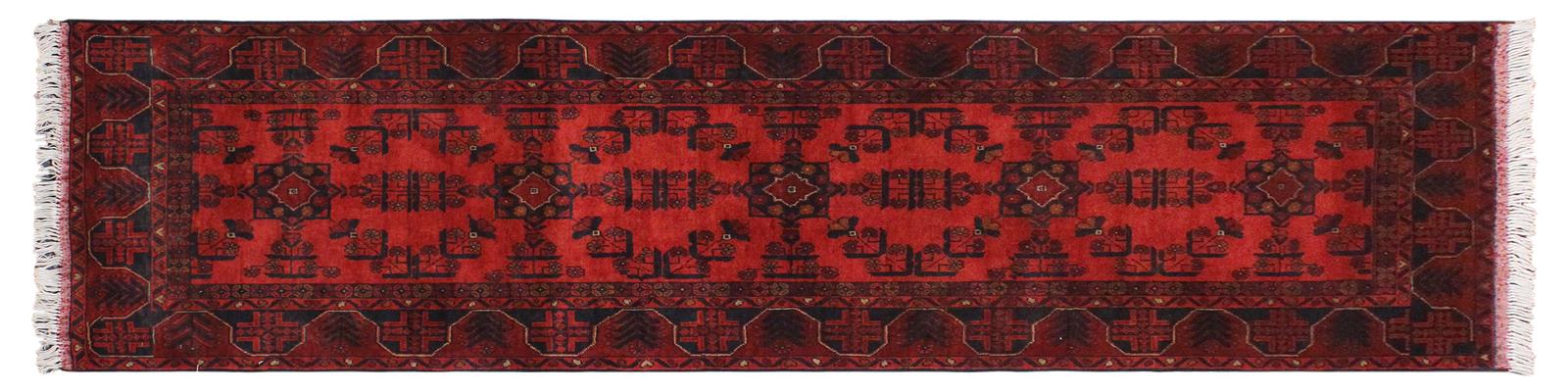 handmade Tribal Biljik Khal Mohammadi Red Blue Hand Knotted RUNNER 100% WOOL Runner 3x9