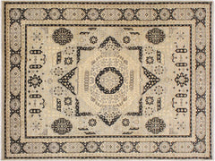 handmade Geometric Mamluk Gray Black Hand Knotted RECTANGLE 100% WOOL area rug 9x12
