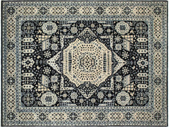 handmade Geometric Mamluk Black Beige Hand Knotted RECTANGLE 100% WOOL area rug 9x12