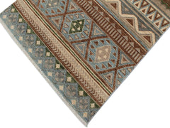 handmade Geometric Kafkaz Brown Beige Hand Knotted RUNNER 100% WOOL area rug 3x10