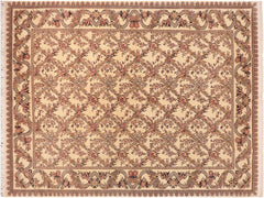 handmade Traditional Basan Beige Green Hand Knotted RECTANGLE 100% WOOL area rug 10x14