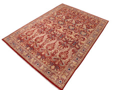 handmade Traditional Lahore Red Tan Hand Knotted RECTANGLE 100% WOOL area rug 10x14
