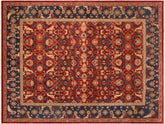 handmade Traditional Lahore Drk. Red Blue Hand Knotted RECTANGLE 100% WOOL area rug 10x14