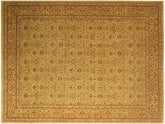 handmade Traditional Lahore Gold Gold Hand Knotted RECTANGLE 100% WOOL area rug 10x14