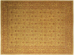 handmade Traditional Lahore Gold Gold Hand Knotted RECTANGLE 100% WOOL area rug 10x14